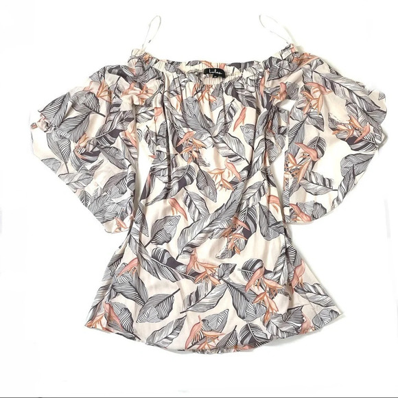 Lulus Sun-Drenched Daydream Beige Floral Print Off-the-Shoulder Dress Size XS - Picture 4 of 9